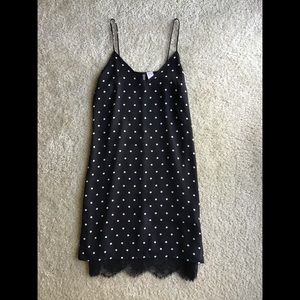 NWOT Black Polka Dot Dress w/ Lace Trim